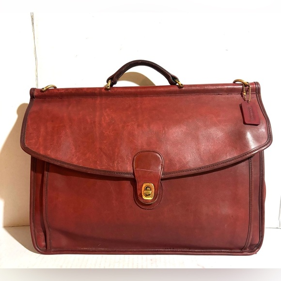 Coach vintage unisex  Classic burgundy leather, Leather Briefcase messenger bag - Picture 1 of 8